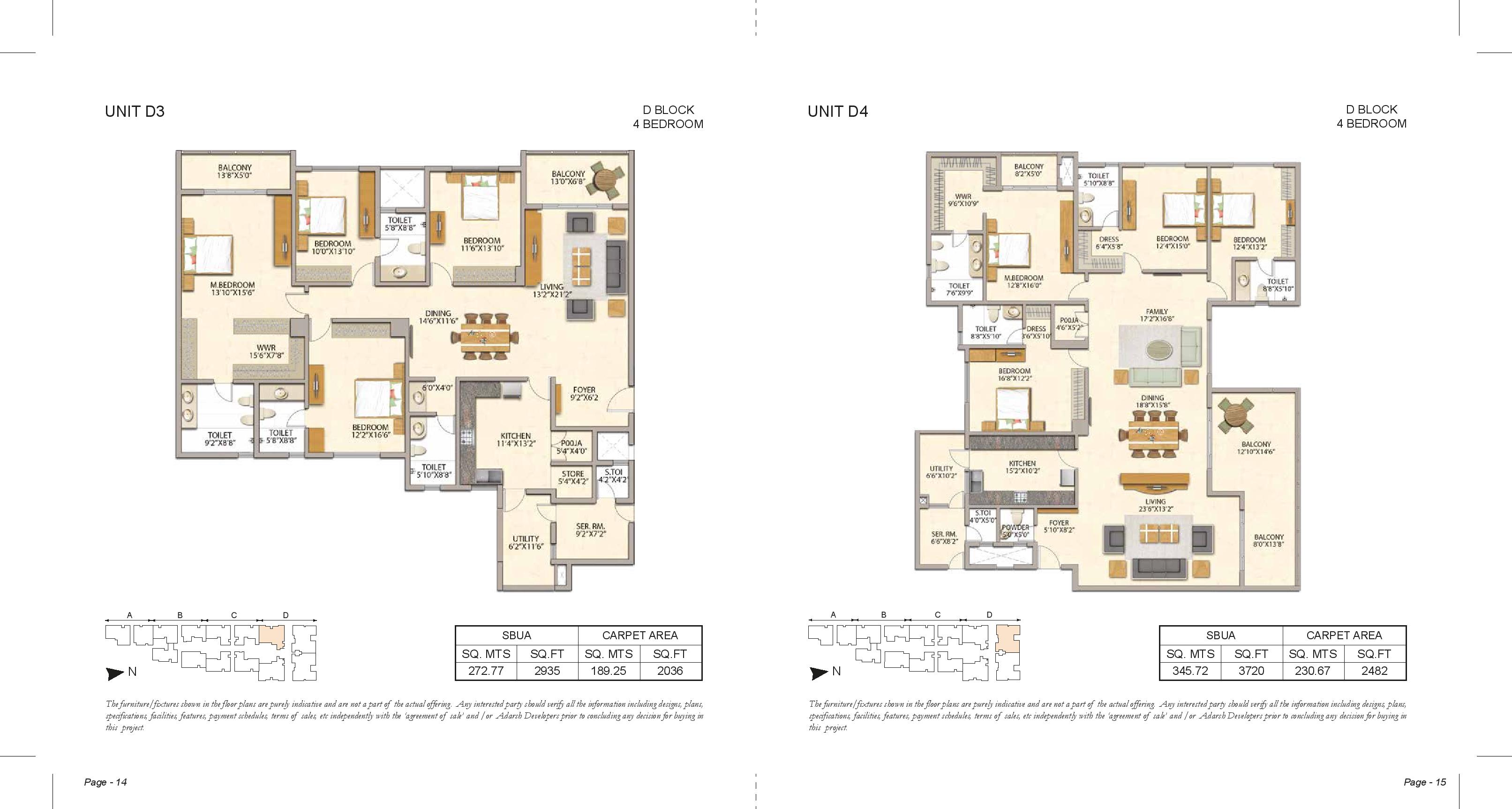 Adarsh Premia D Block 4bhk floor plans